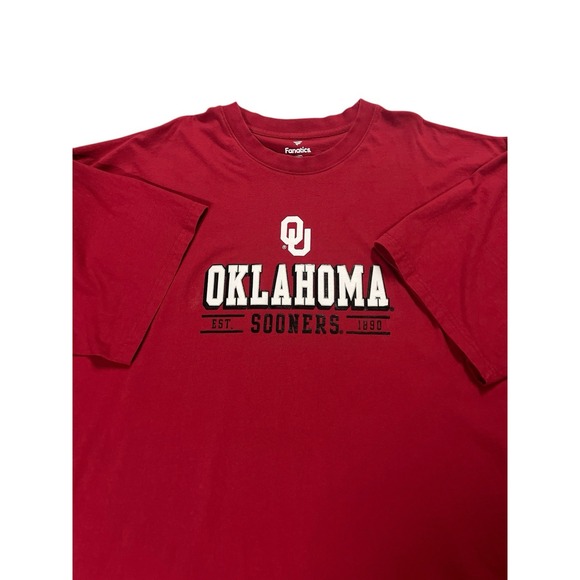 Fanatics Red Oklahoma Sooners OU Short Sleeve T-Shirt Men's 6XL 100% Cotton - Picture 1 of 5